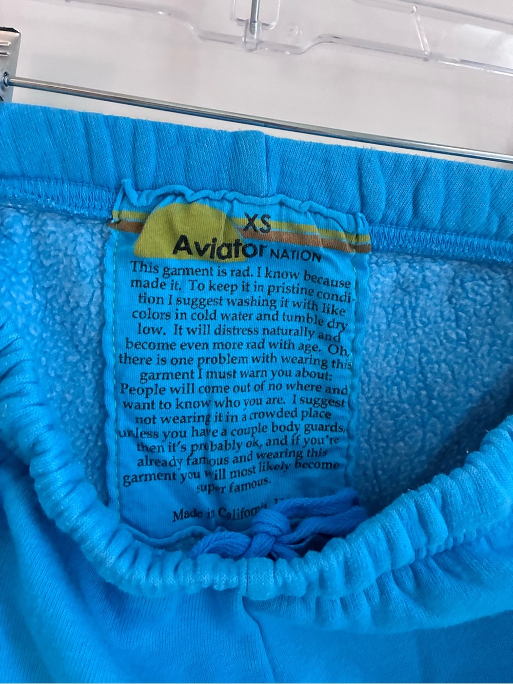 Aviator Nation Bright Blue Track Pants with Pink & Royal Side Stripes View 2